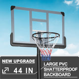 Portable Basketball Hoop Backboard System Stand Height Adjustable 6.5ft - 10ft with 44 Inch Backboard and Wheels for Adults Teens Outdoor Indoor Basketball Goal Game Play Set