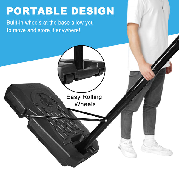 Portable Basketball Hoop Backboard System Stand Height Adjustable 6.5ft - 10ft with 44 Inch Backboard and Wheels for Adults Teens Outdoor Indoor Basketball Goal Game Play Set