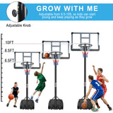 Portable Basketball Hoop Backboard System Stand Height Adjustable 6.5ft - 10ft with 44 Inch Backboard and Wheels for Adults Teens Outdoor Indoor Basketball Goal Game Play Set