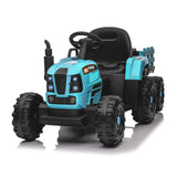 Ride on Tractor with Trailer,12V Battery Powered Electric Tractor Toy w/Remote Control,electric car for kids,Three speed adjustable,Power display, USB,MP3 ,Bluetooth,LED light,Two-point safety belt