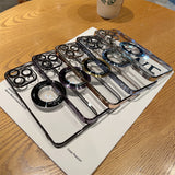 Suitable For IPhone16 Magnetic Mobile Phone Case Full Coverage Electroplated Hard 14 Apple 15Promax Transparent Case Leakage Anti-drop