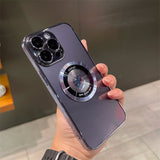 Suitable For IPhone16 Magnetic Mobile Phone Case Full Coverage Electroplated Hard 14 Apple 15Promax Transparent Case Leakage Anti-drop