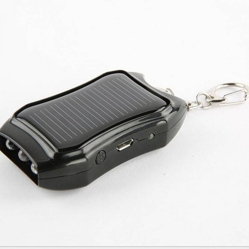 Solar Outdoor Charging Treasure Portable Hand Holding One For Two Keychain With Flashlight Emergency 1200mAh