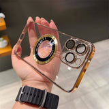 Suitable For IPhone16 Magnetic Mobile Phone Case Full Coverage Electroplated Hard 14 Apple 15Promax Transparent Case Leakage Anti-drop