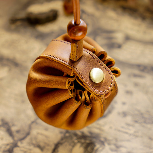 Handmade First-Layer Cowhide Coin Purse Drawstring Coin Bag Men And Women Genuine Leather Small Wallet Students