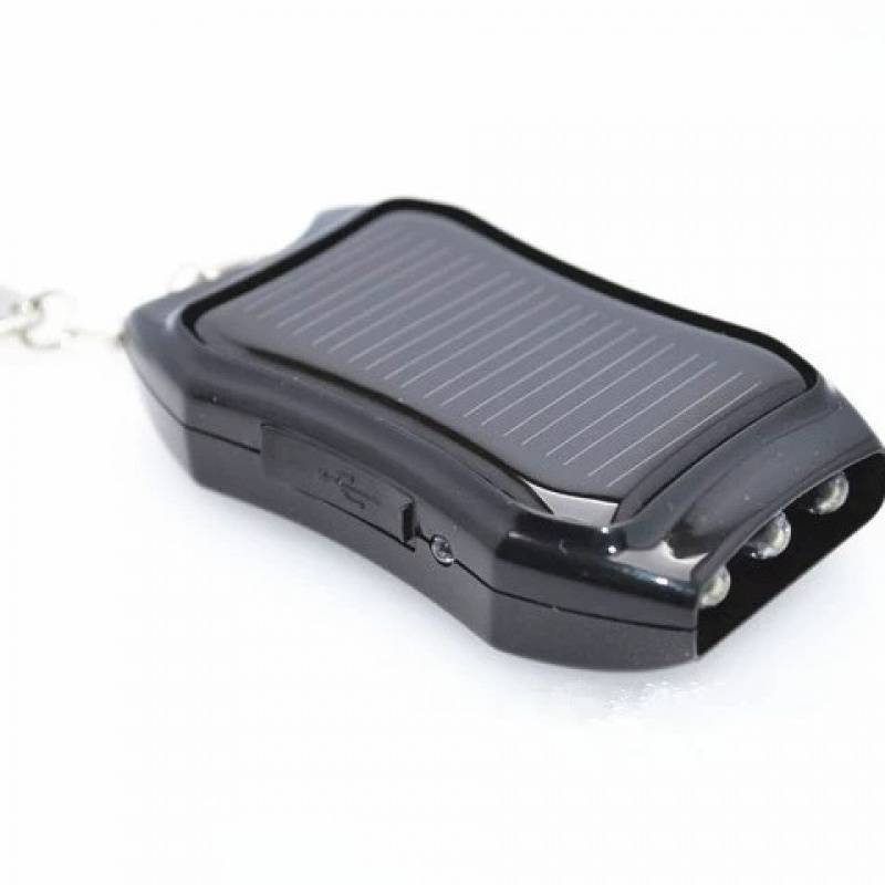 Solar Outdoor Charging Treasure Portable Hand Holding One For Two Keychain With Flashlight Emergency 1200mAh