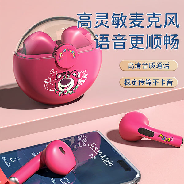 Disney Wireless Bluetooth Headset Q50 New Strawberry Bear Girl Mini Cute Sports Game For Students