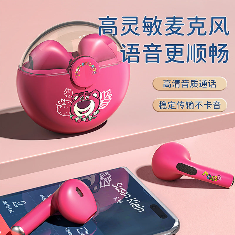 Disney Wireless Bluetooth Headset Q50 New Strawberry Bear Girl Mini Cute Sports Game For Students
