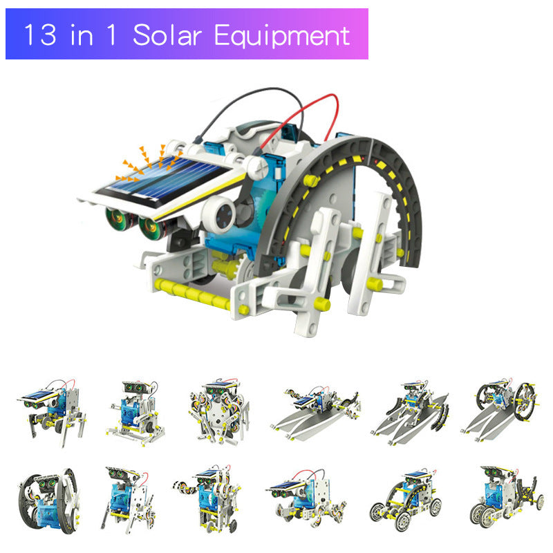Cross-border Hot Selling DIY Assembled Toys 13-in -1 Self-loading Solar Toy Car 13-in -1 Intelligent Robot