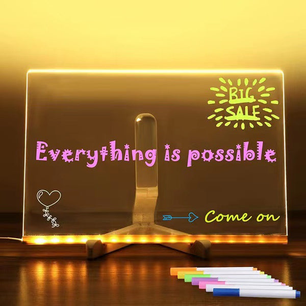 Erasable Diy Acrylic Transparent Message Writing Board Led Blackboard Glowing Advertising Board Fluorescent