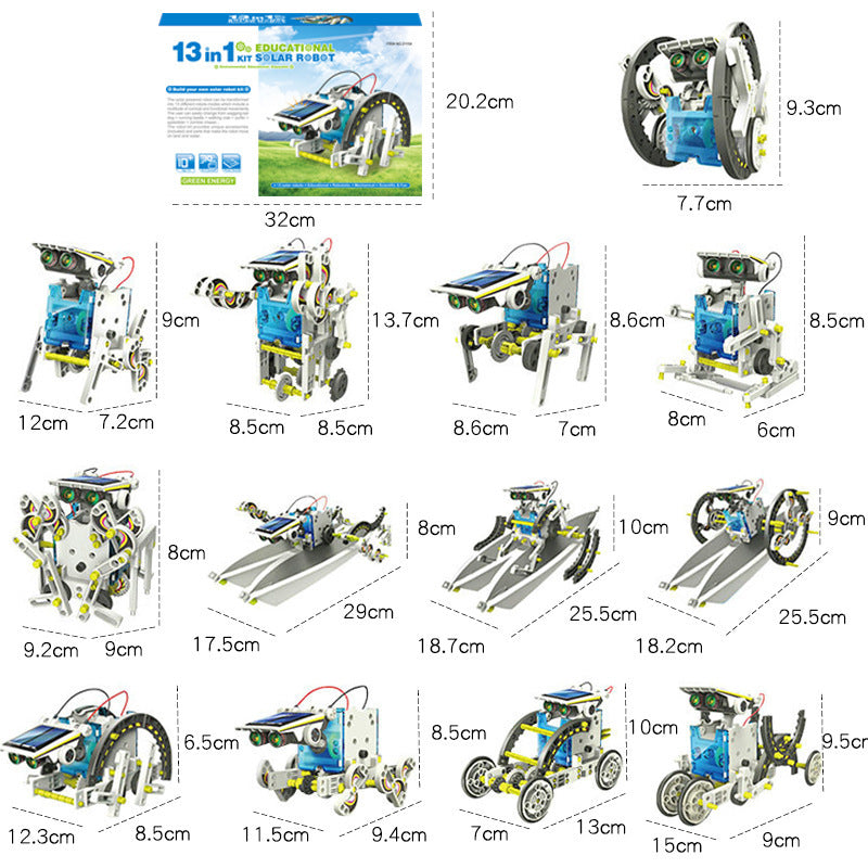 Cross-border Hot Selling DIY Assembled Toys 13-in -1 Self-loading Solar Toy Car 13-in -1 Intelligent Robot