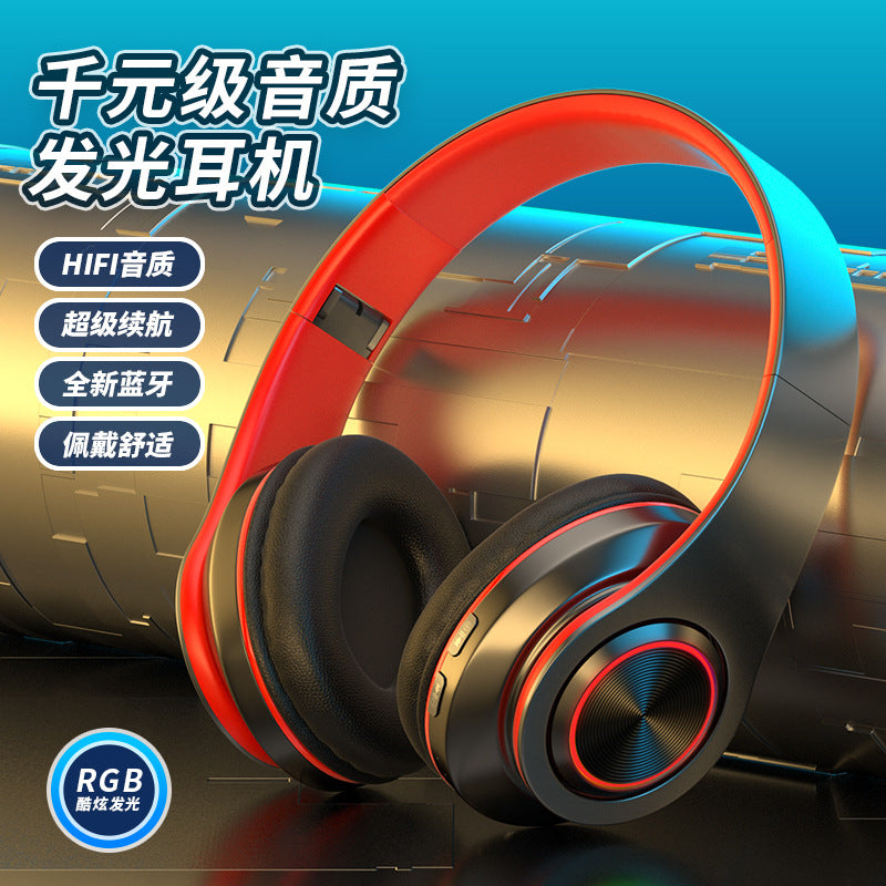 Cross-border Explosions Luminous Bluetooth Headset Headset Bass Mobile Phone Wireless Sports Game Gift Headset Manufacturers