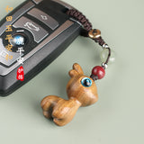 Safe Voyage Deer Car Key Chain Sandalwood Mobile Phone Chain Pendant Pendant Male And Female Creative Couple Cute Small Gift